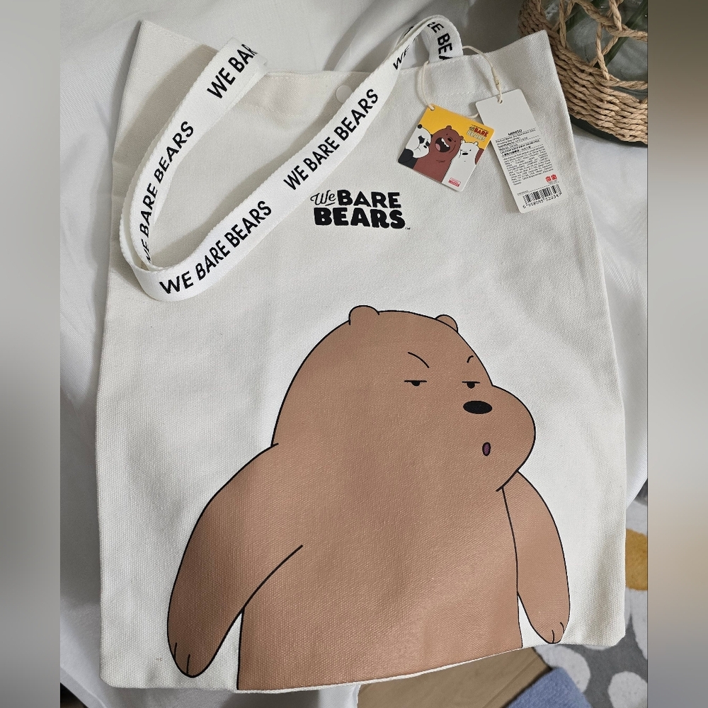 We Bare Bears Reusable Canvas Tote | Miniso | NWT